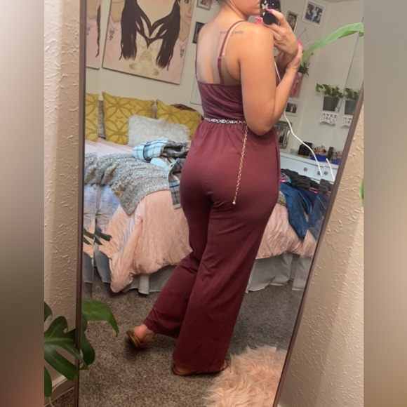 Strapless maroon jumpsuit - Picture 7 of 8